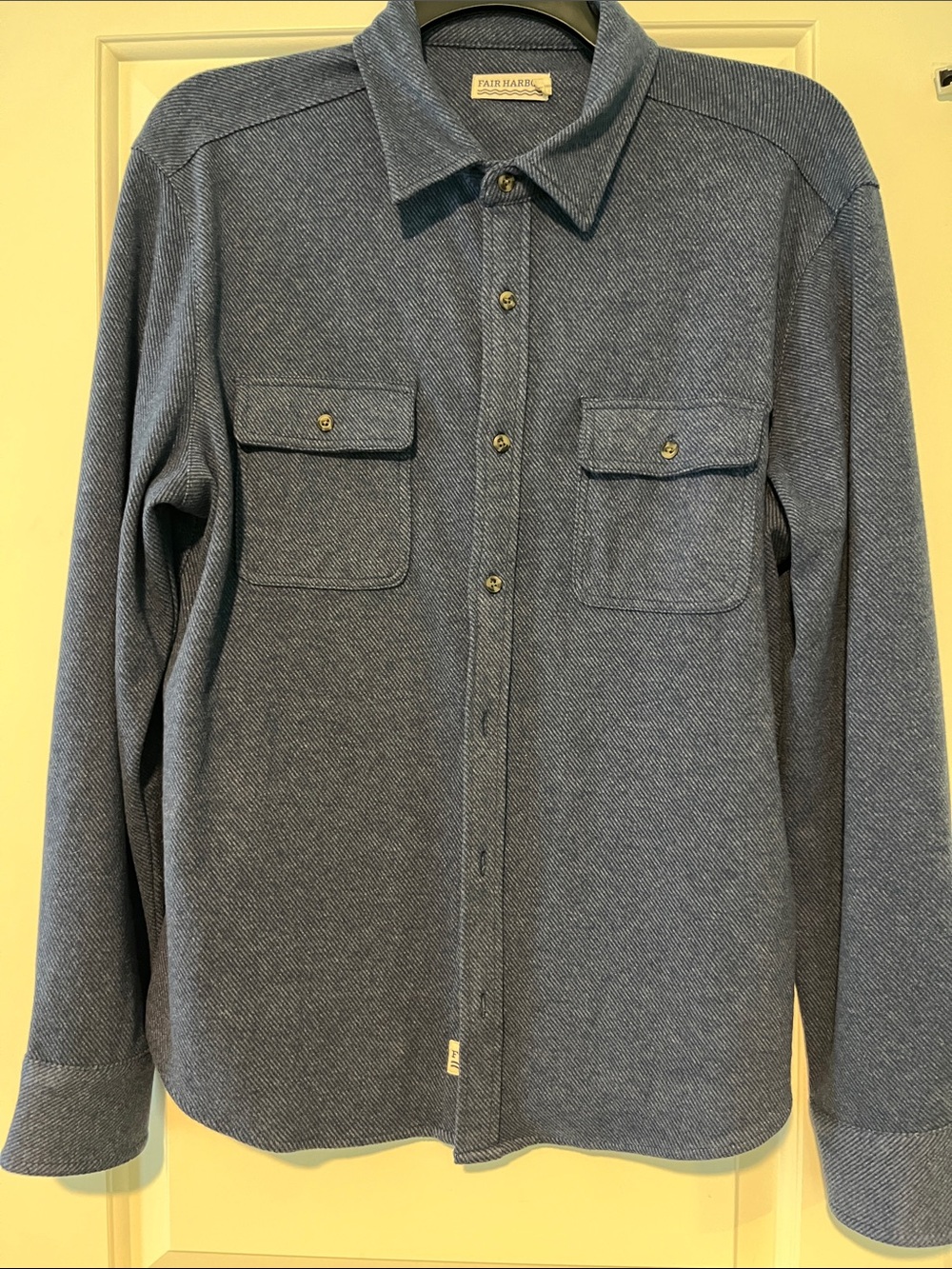 Fair Harbor Navy Blue Textured Shirt